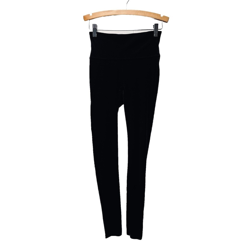 Spanx S Black Velvet Leggings 2070 High Waist Stretch Boho Shaping Ankle Bodycon